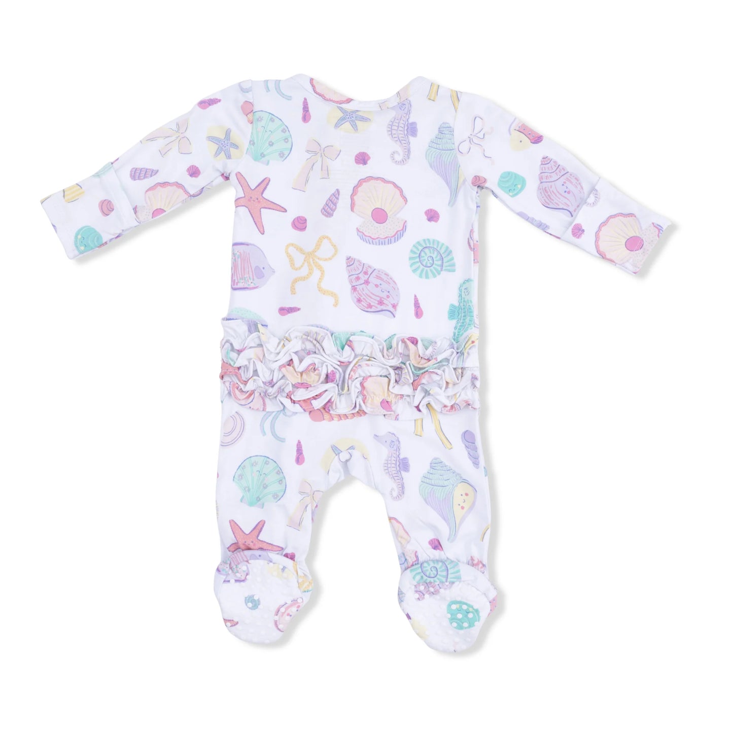 Beach Days | 2 Way Ruffle Back Zipper Footie