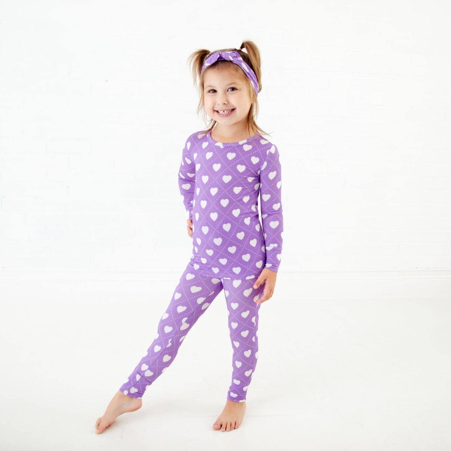 Heart To Get Valentine Two Piece Pajamas Set - Purple
