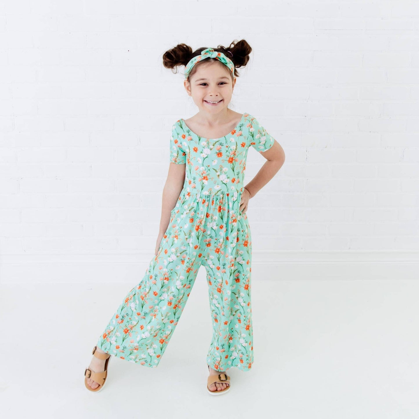 Sweet Pickings Meadow Floral Girls Bamboo Leggy Romper
