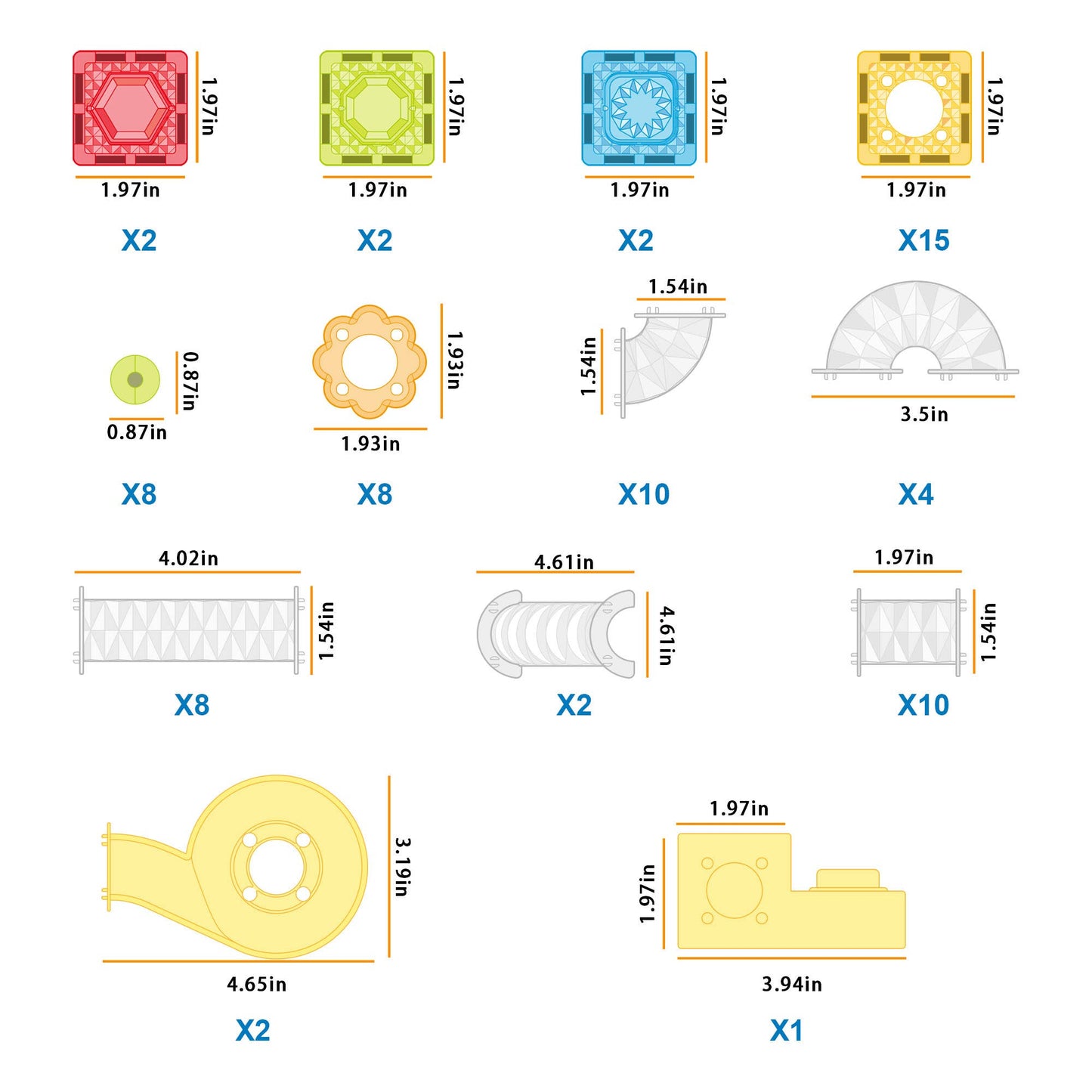 PicassoTiles (80 Pcs)(Marble Run Travel Size)