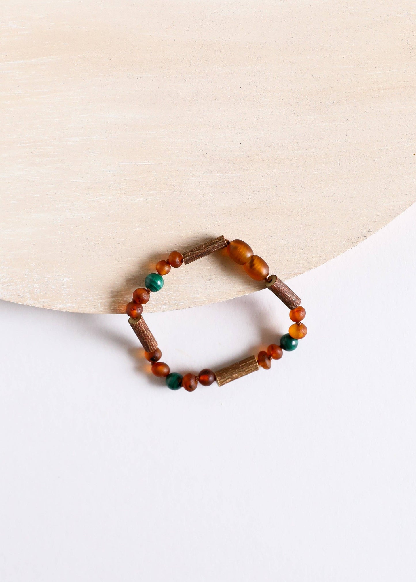Hazelwood || Raw Amber + Malachite || Anklet or Bracelet