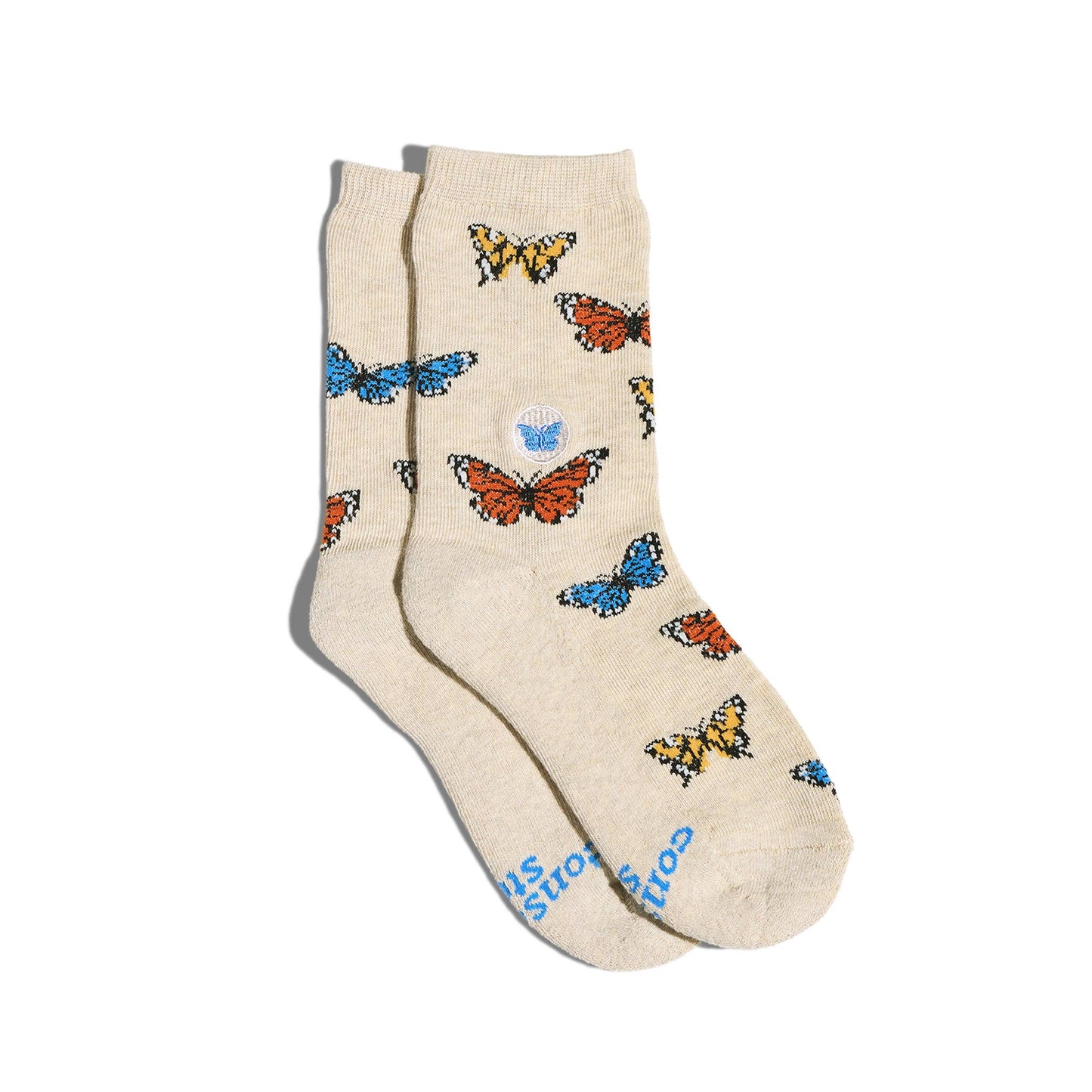 Kids Socks that Protect Butterflies (cream with butterflies)