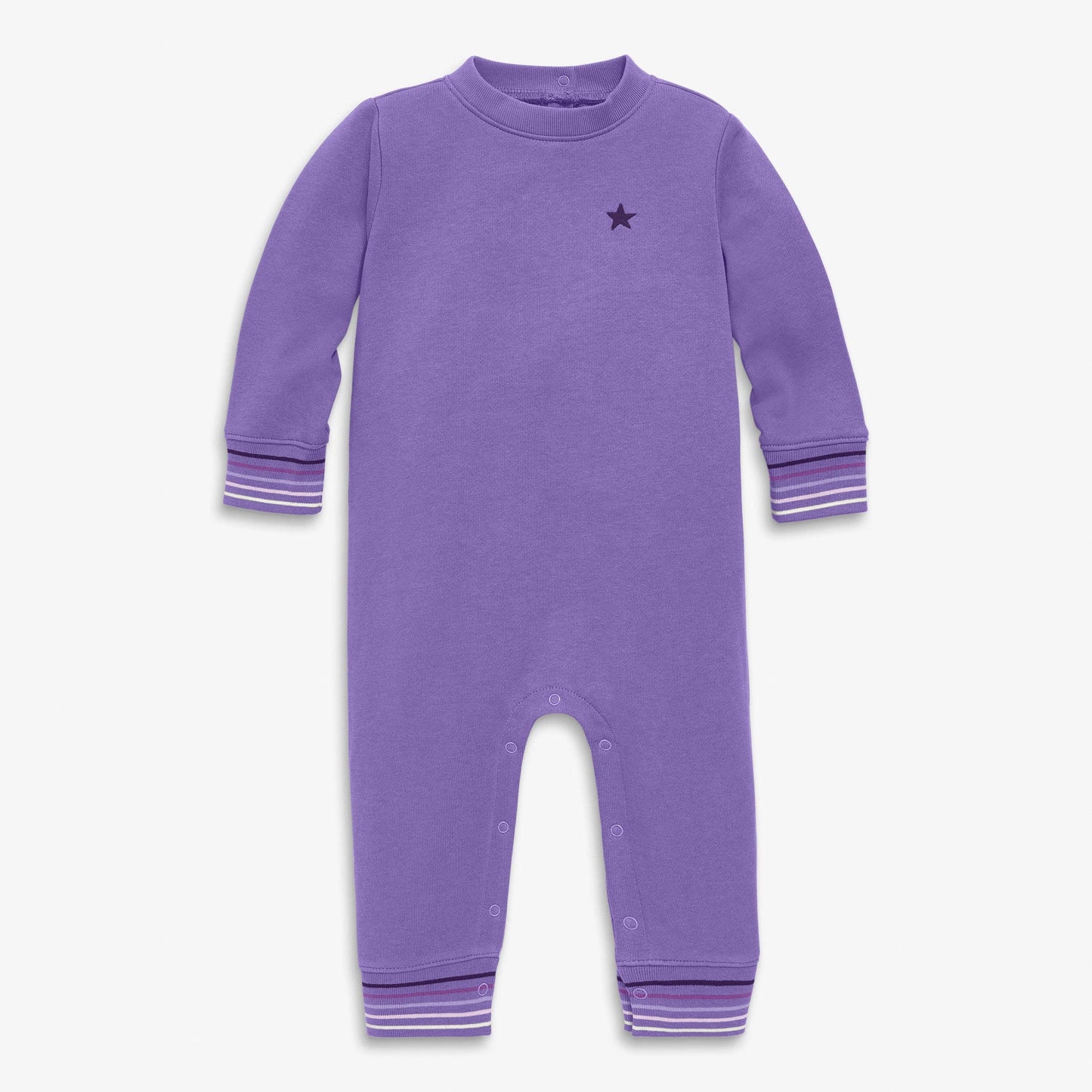 Baby Embroidered Stripe Trim Sweatshirt Romper