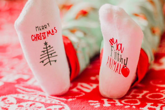 Merry Christmas Ya Filthy Animal  Socks