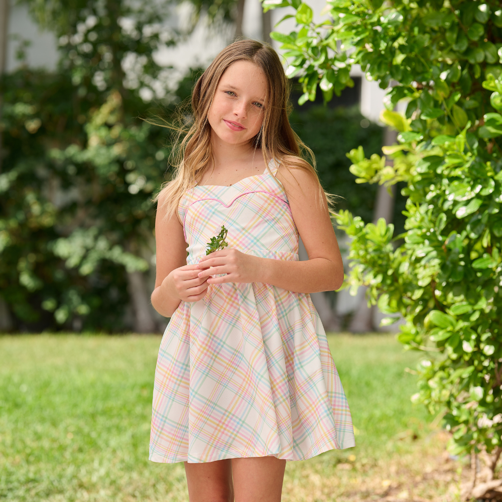 Girls Easter Spring Sweetheart Dress - Hazel Easter Plaid