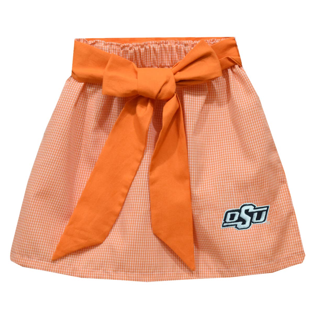 OSU Embroidered | Orange Gingham | Skirt With Sash