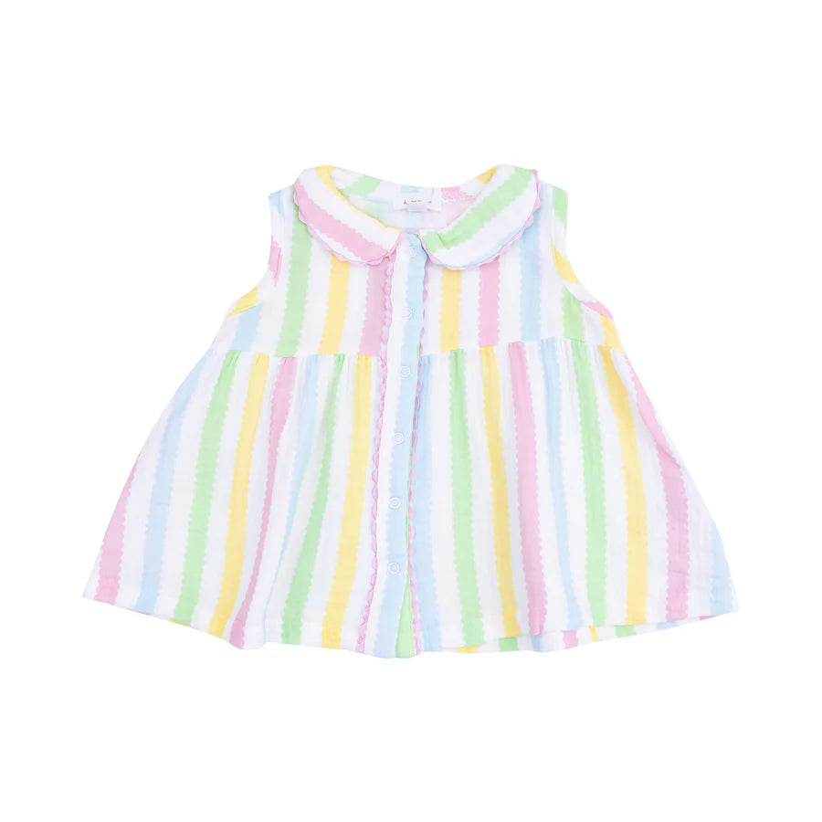 The Jill Peter Pan Button Front Dress-Ric Rac Stripe
