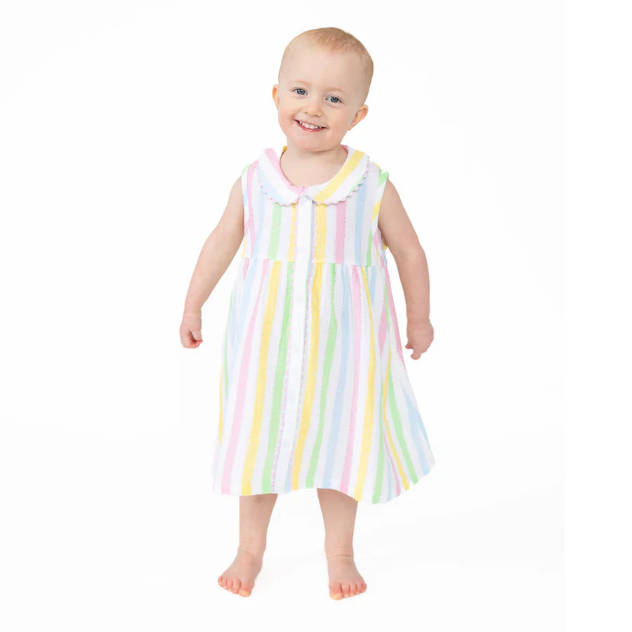 The Jill Peter Pan Button Front Dress-Ric Rac Stripe