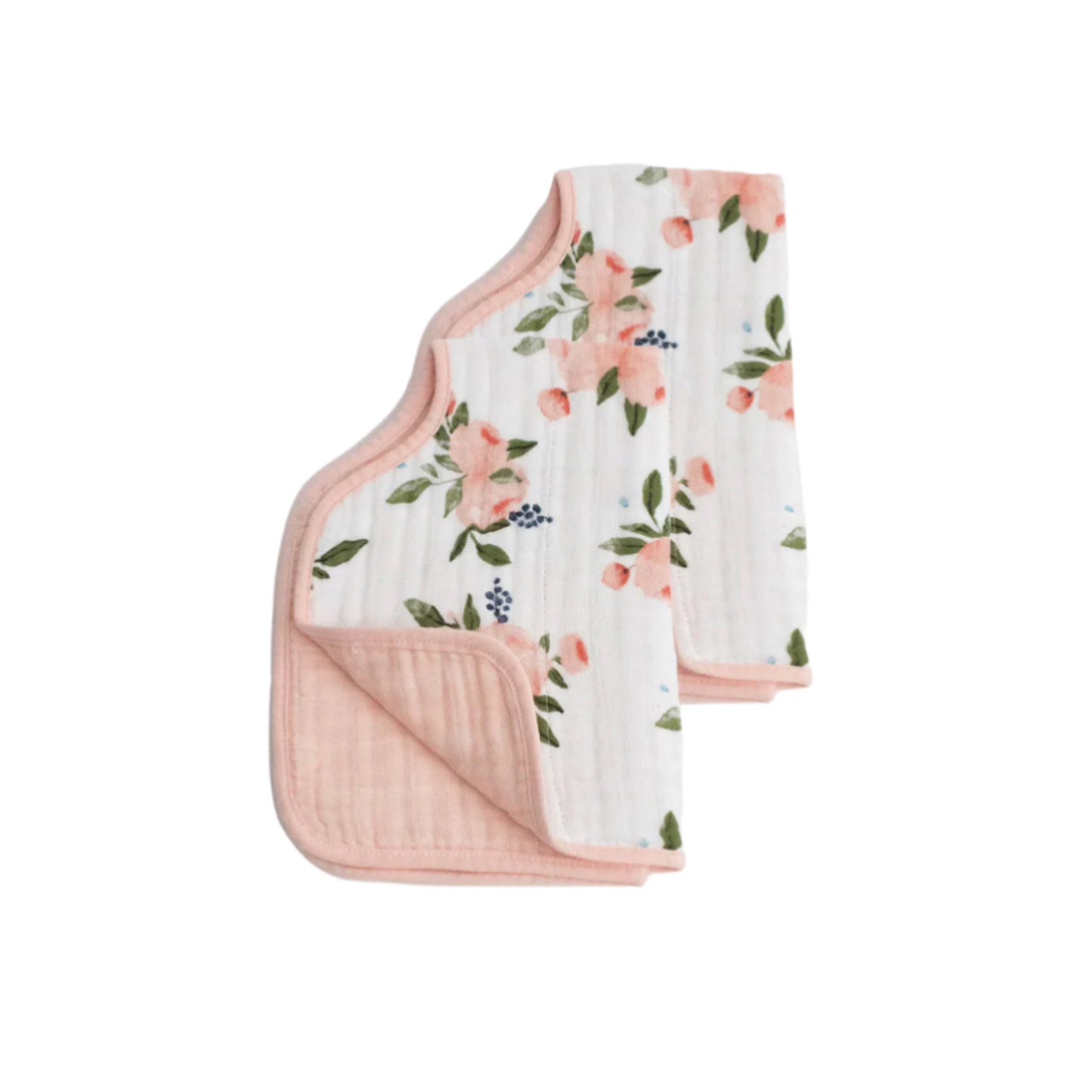 Watercolor Roses Cotton Muslin Burp Cloth 2 Pack