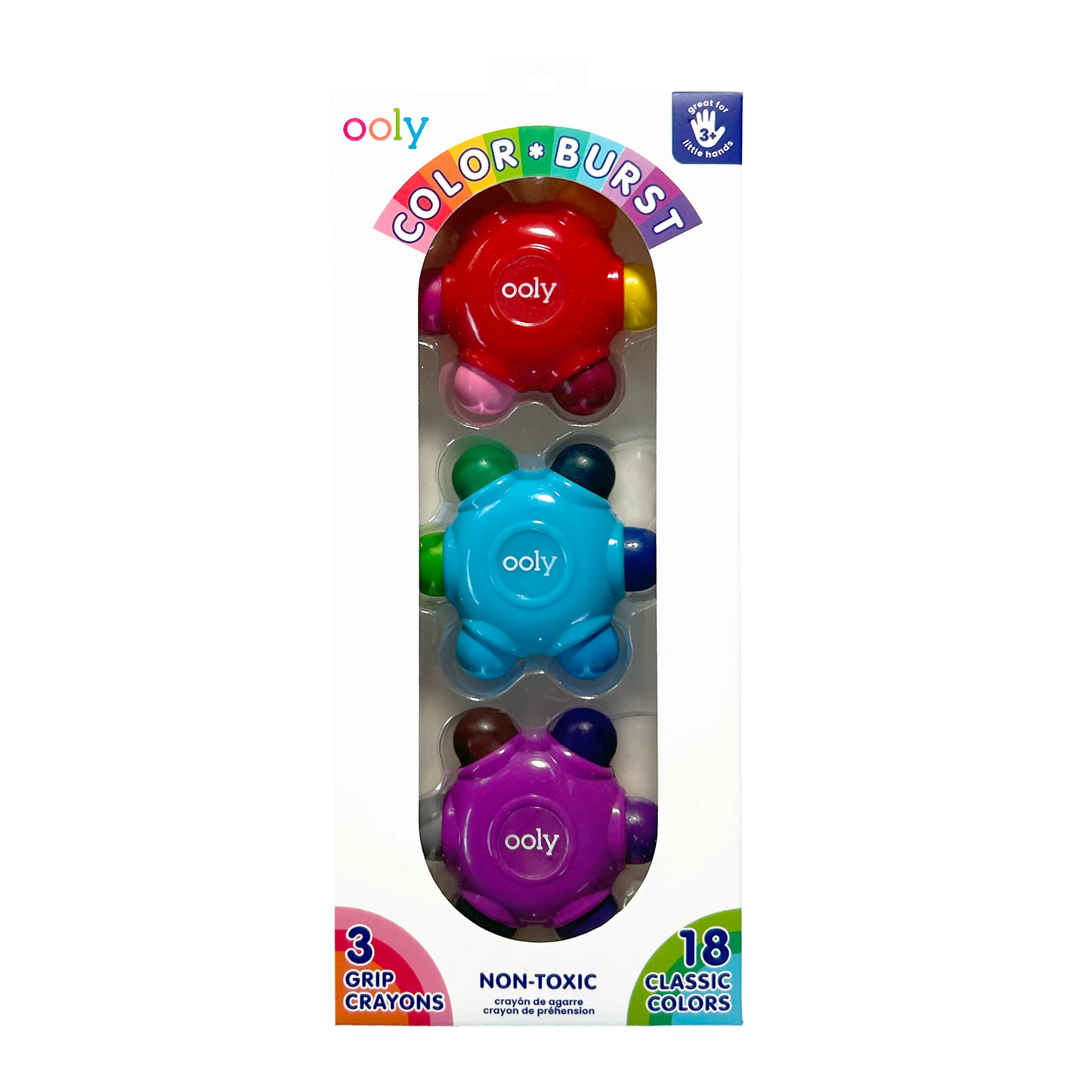 Color Burst Easy Grip Crayons  (Set of 3 / 18 Classic Colors