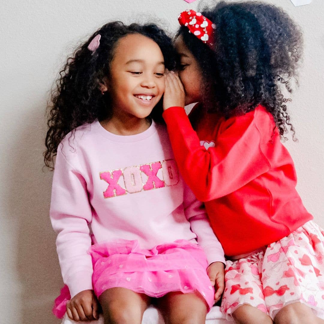 XOXO Sequin Patch Valentine's Day Sweatshirt - Kids Crewneck