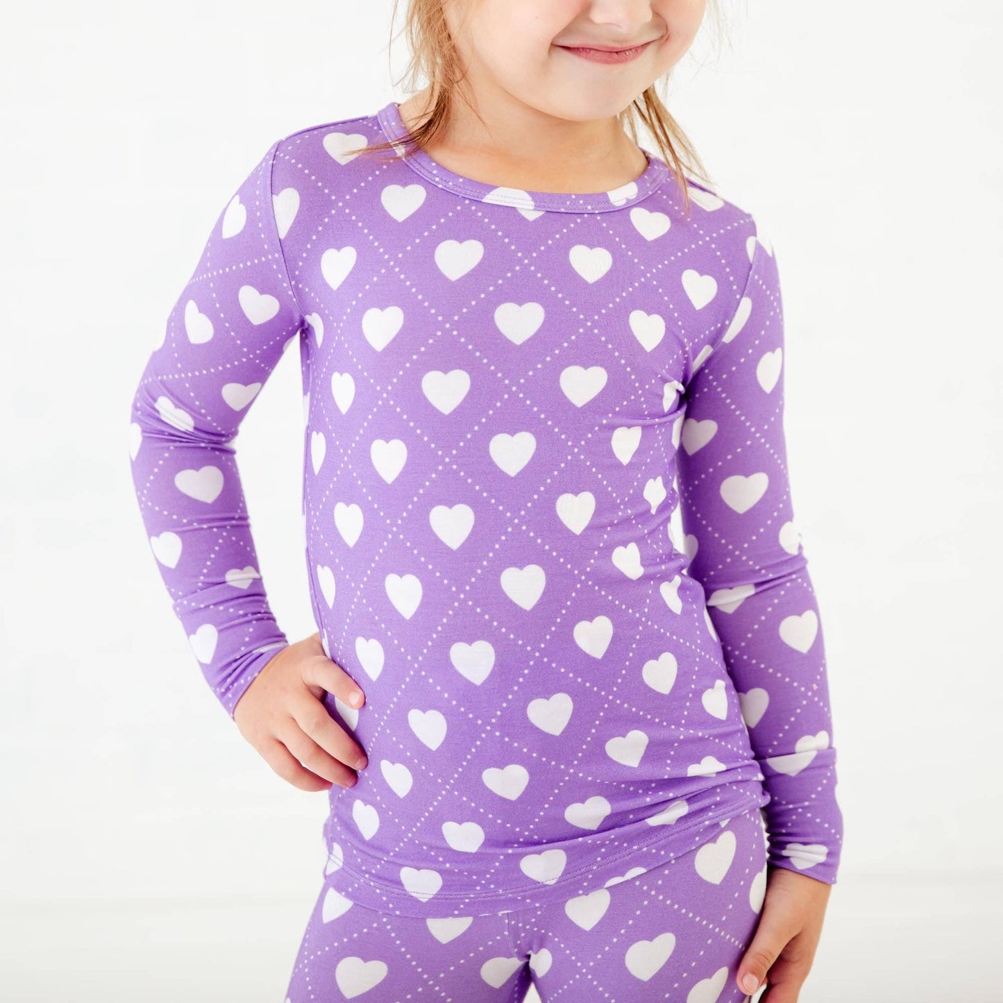 Heart To Get Valentine Two Piece Pajamas Set - Purple