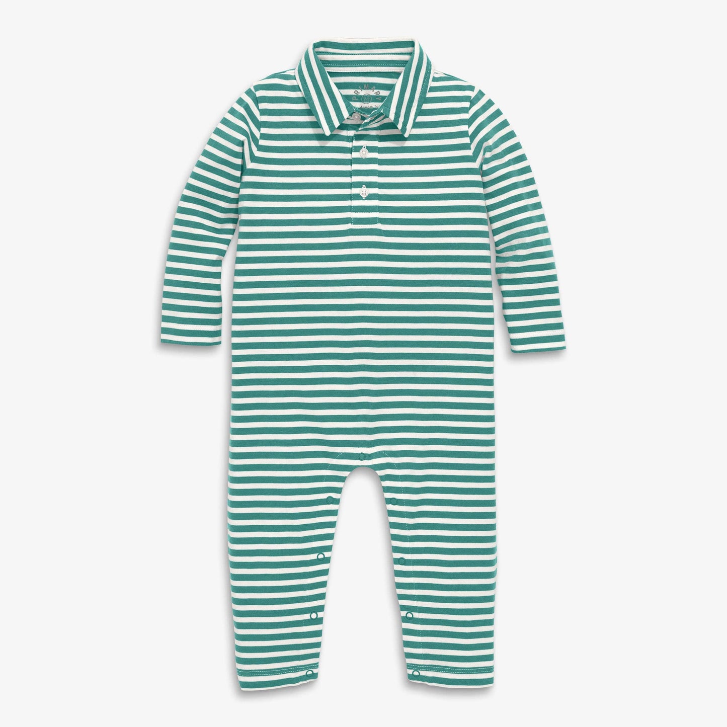 Baby Long Sleeve Polo Romper In Stripe