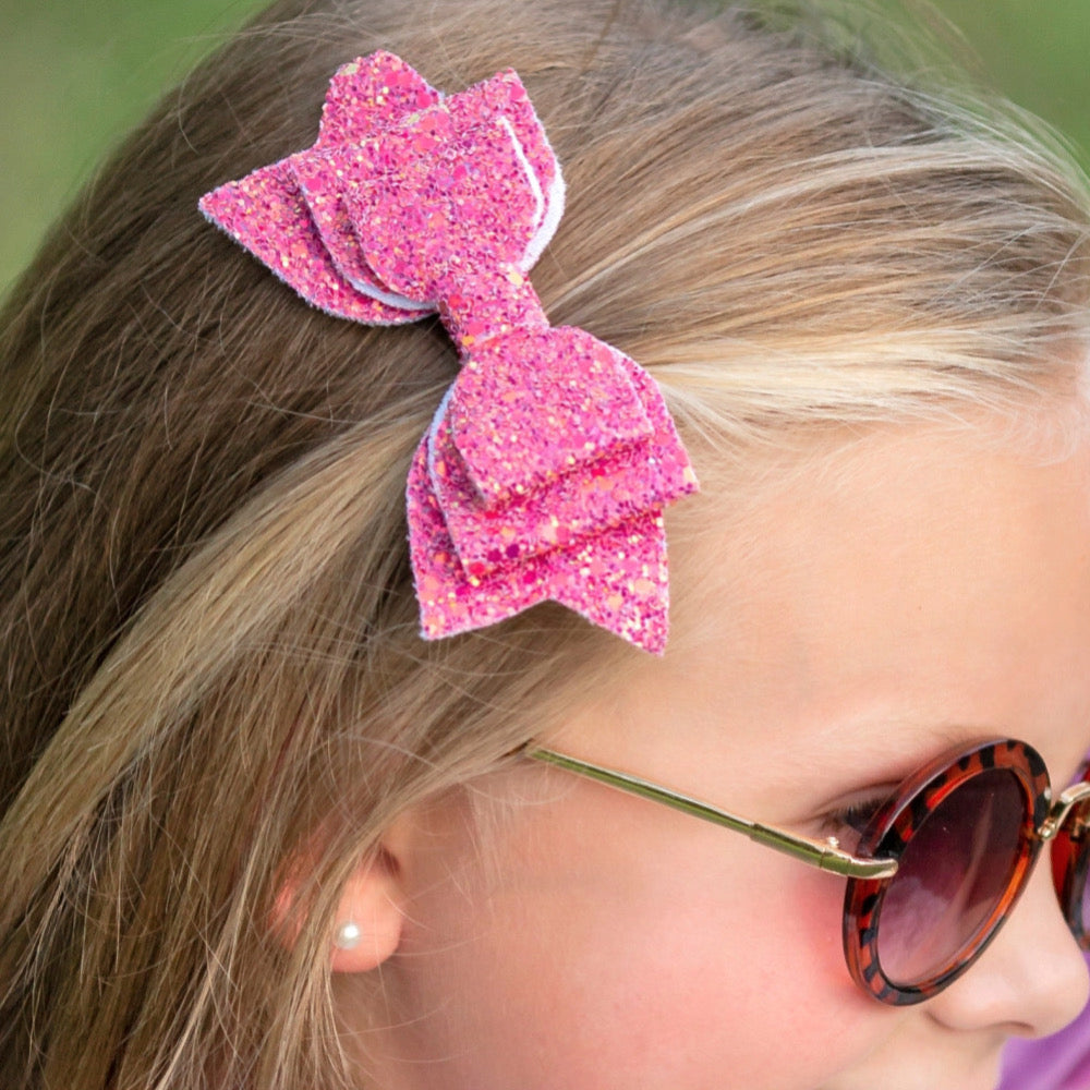 Large Glittery Bow Clippies