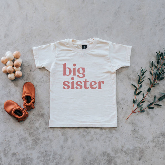 Big Sister Cream Organic Kids Tee • Colored Ink