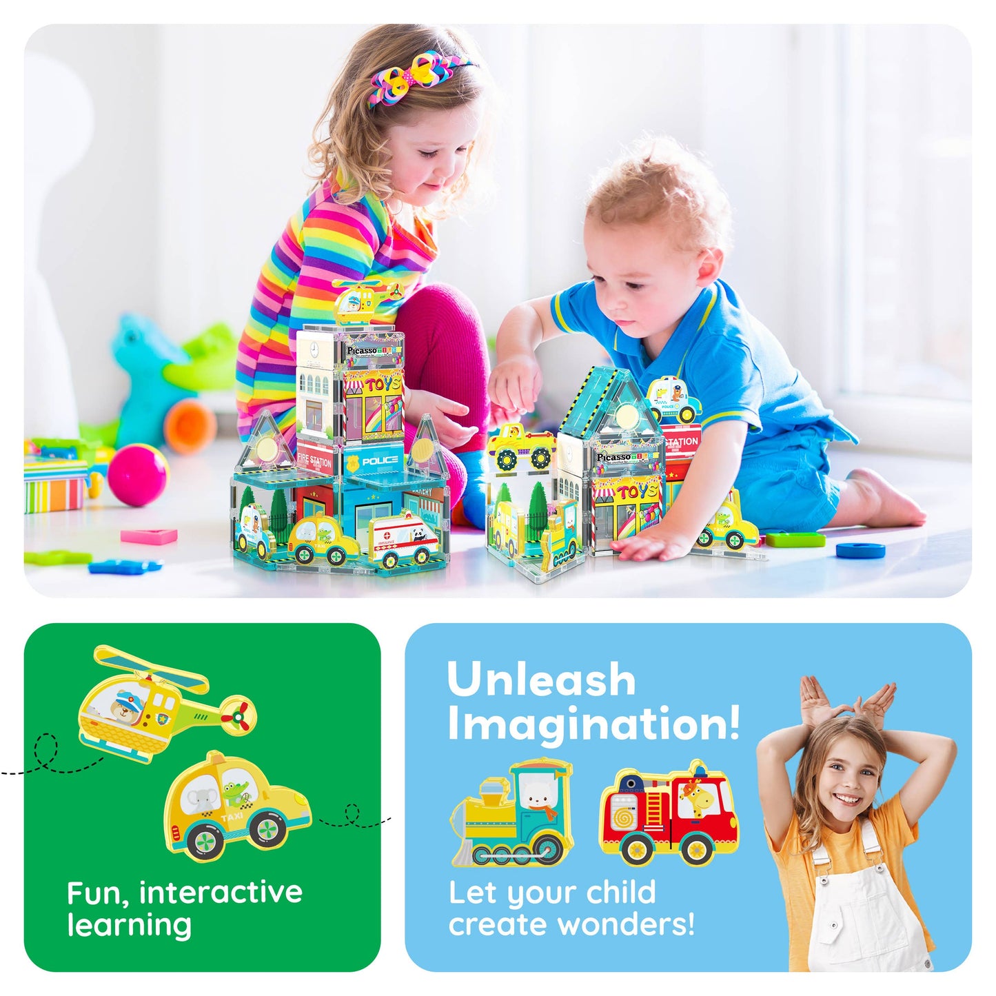 PicassoTiles 26pc (City Theme) Magnetic Tile Building Set