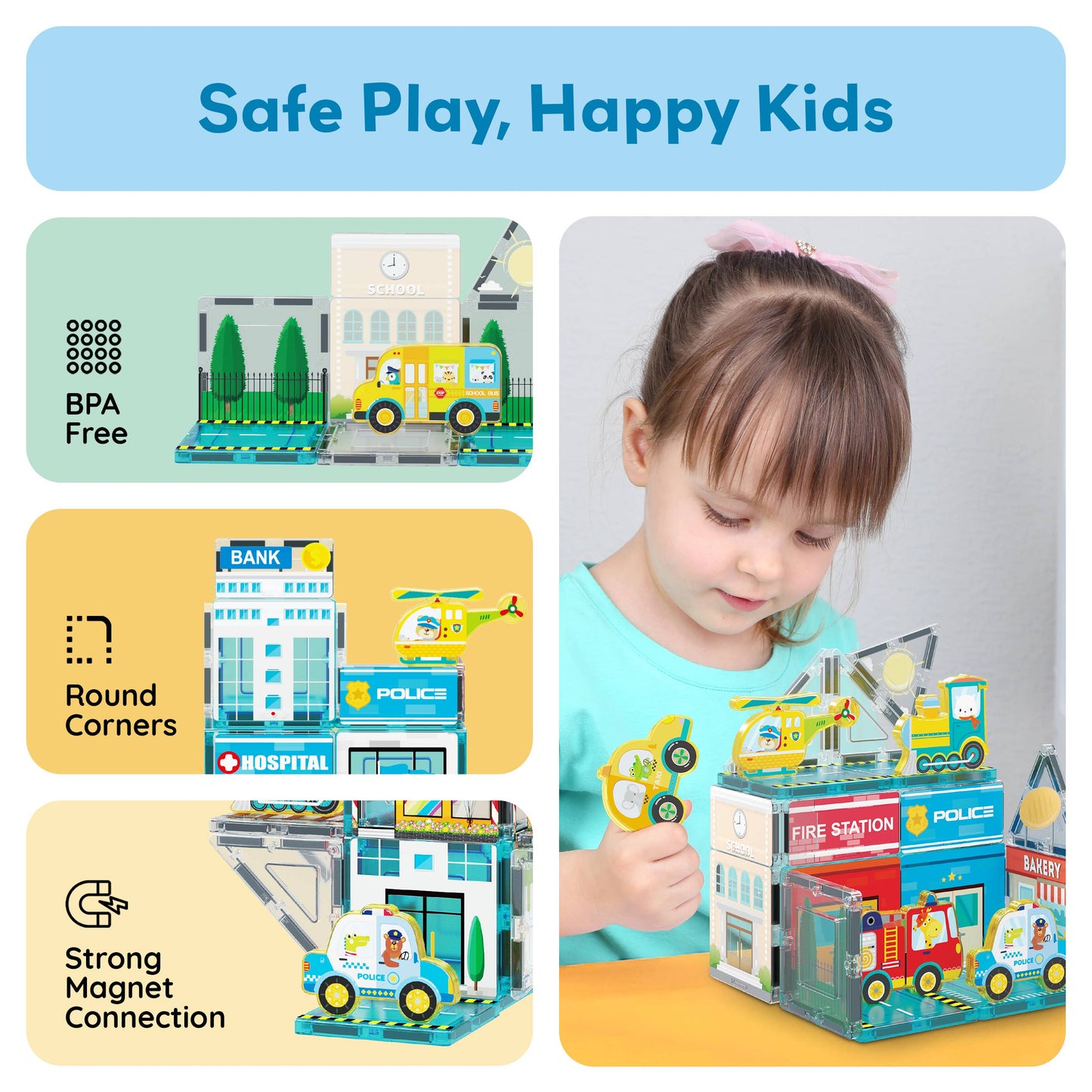 PicassoTiles 26pc (City Theme) Magnetic Tile Building Set