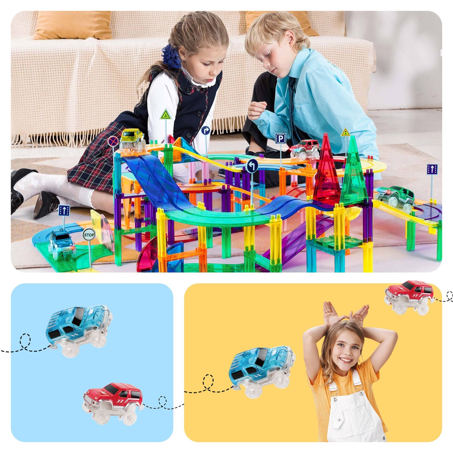 PicassoTiles 50pc Magnetic (Race Track) Building Set
