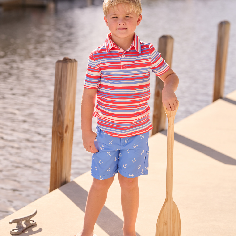 Boys Summer Shirt - Davis Pocket Polo - Cape Cod Stripe