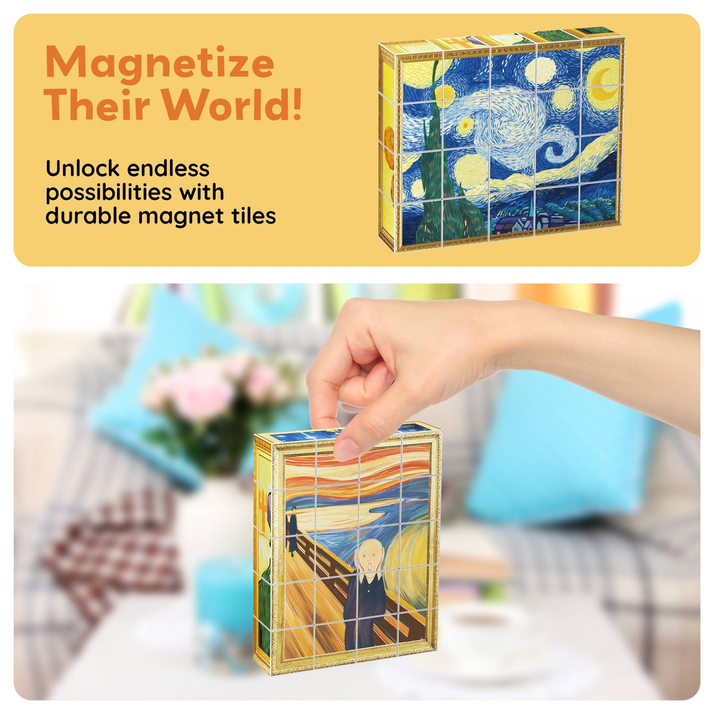 PicassoTiles 20pc (Famous Painting) Magnetic Cubes Set
