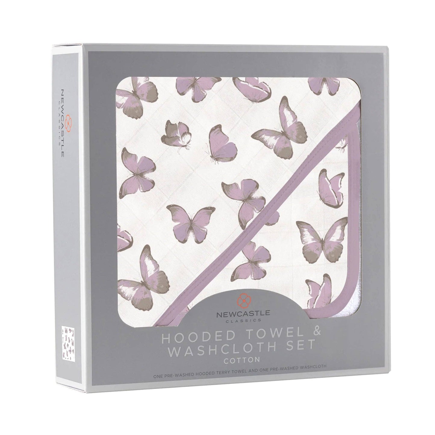 Winsome Butterflies | Cotton Hooded Towel and Washcloth Set