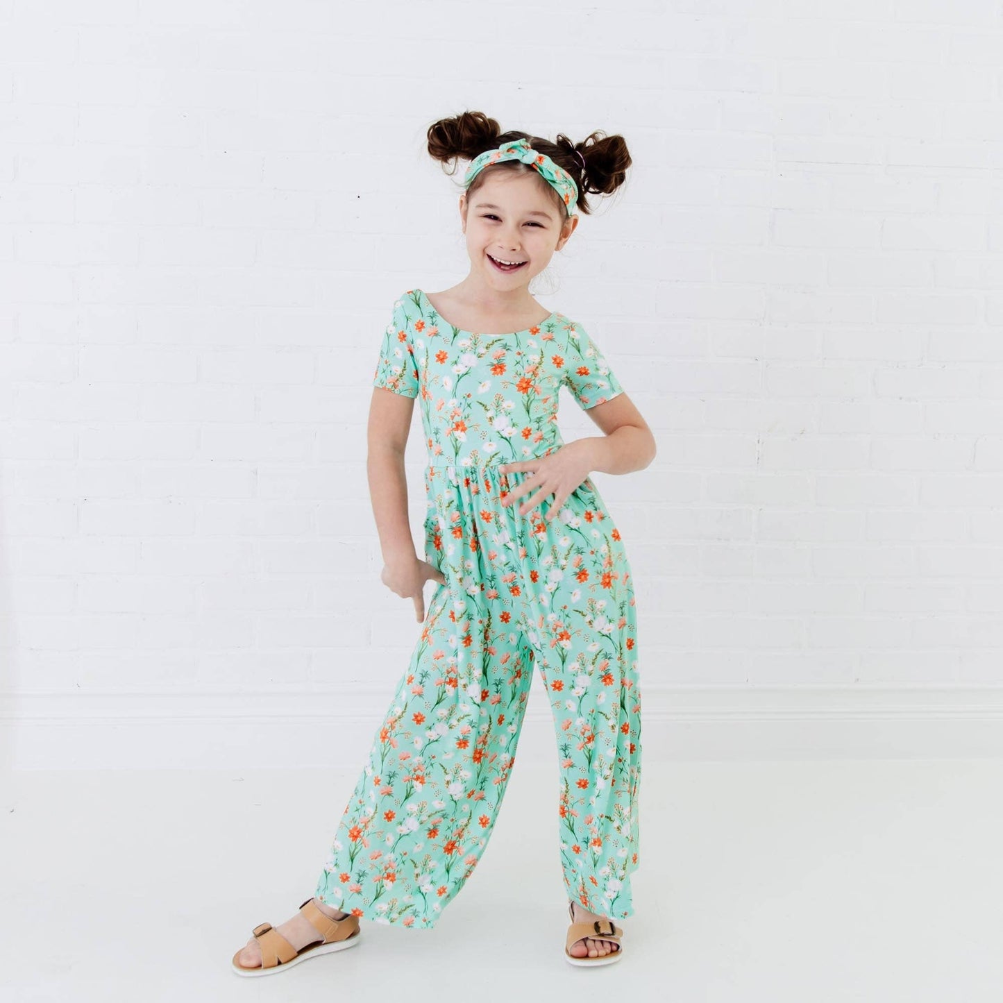 Sweet Pickings Meadow Floral Girls Bamboo Leggy Romper