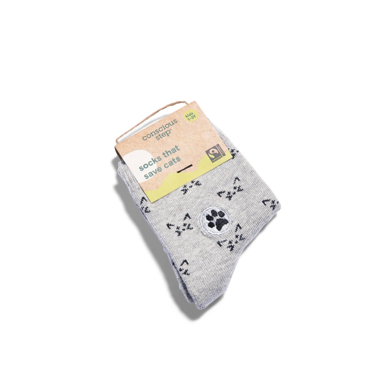 Kids Socks that Save Cats (grey with black cats)