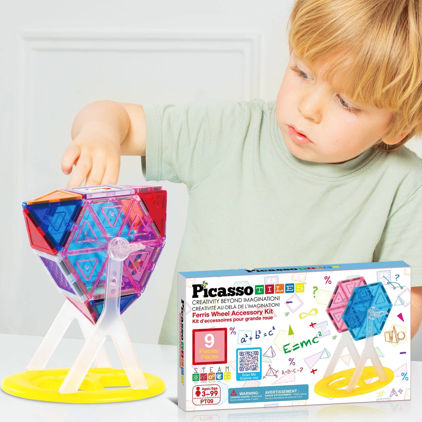 PicassoTiles 9pc (Ferris Wheel) Magnetic Tile Building Set