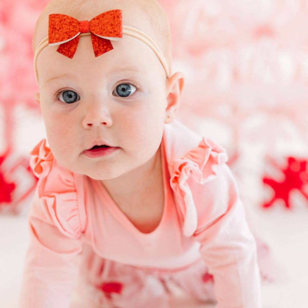 Red Glitter Christmas Bow Baby Headband