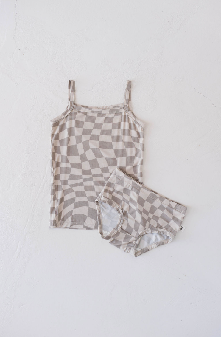 Girl's Brief Bamboo Underwear  |Wavy Checker, Lightning  Bolt, Midnight