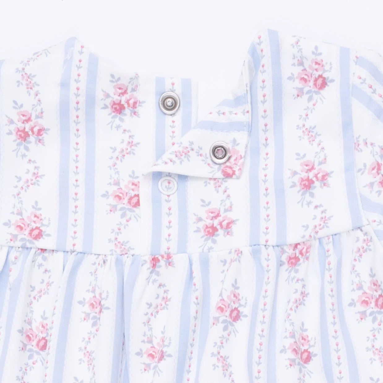 Anna Floral Stripe |Smocked Long Sleeve Onesie