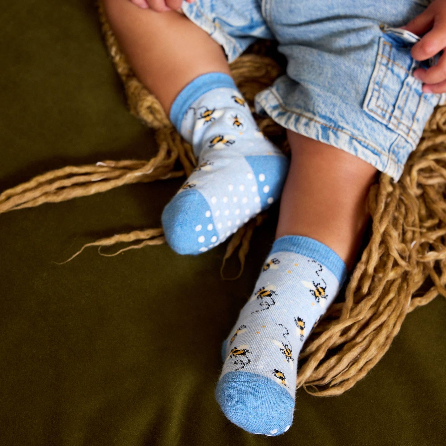 Kids Socks that Protect Bees (blue with bees)