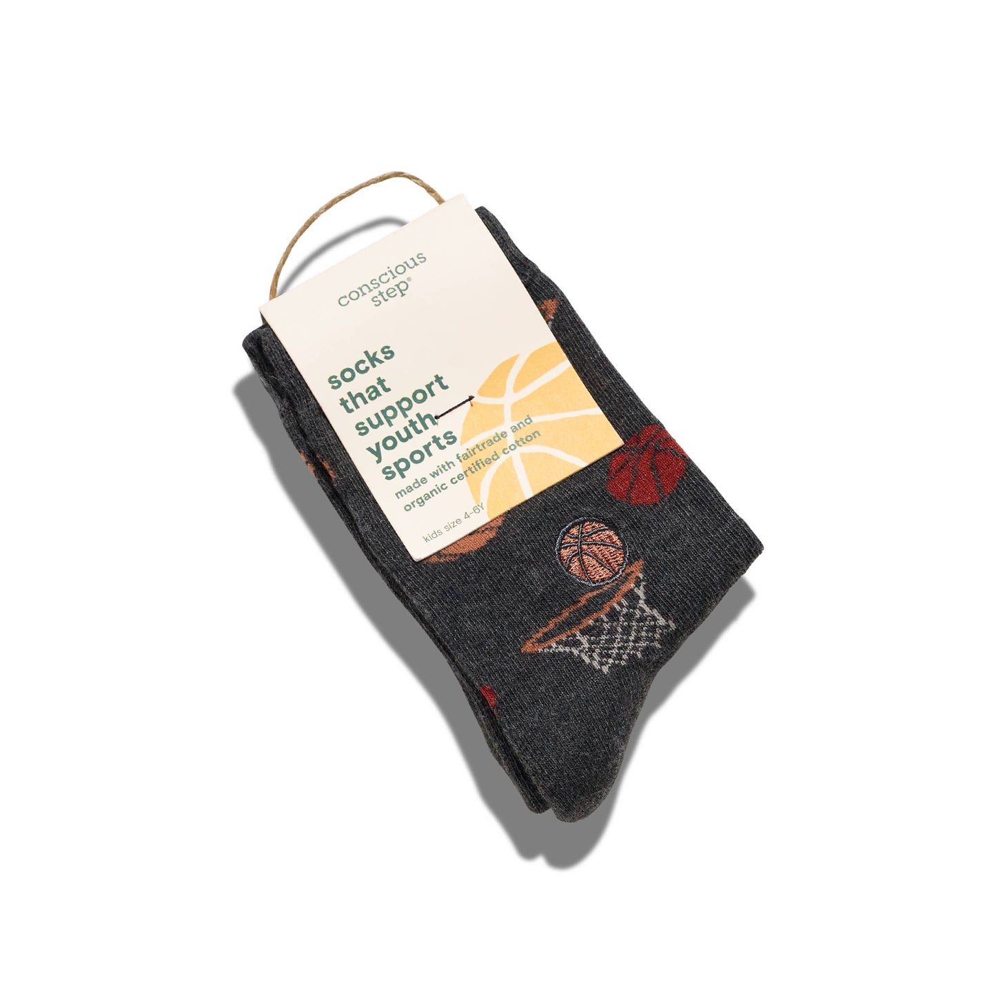 Kids Socks that Support Youth Sports (Gray Basketballs)