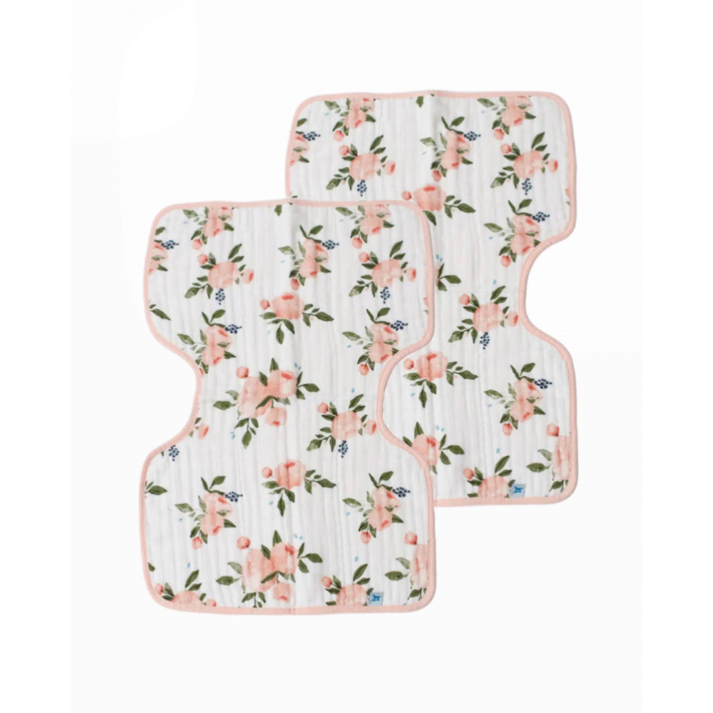Watercolor Roses Cotton Muslin Burp Cloth 2 Pack