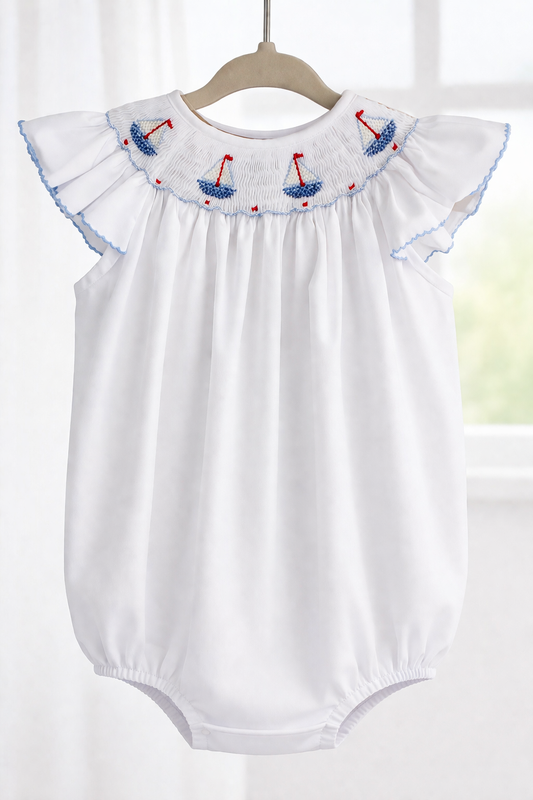 Sailboats | Girls Poplin Bishop Bubble