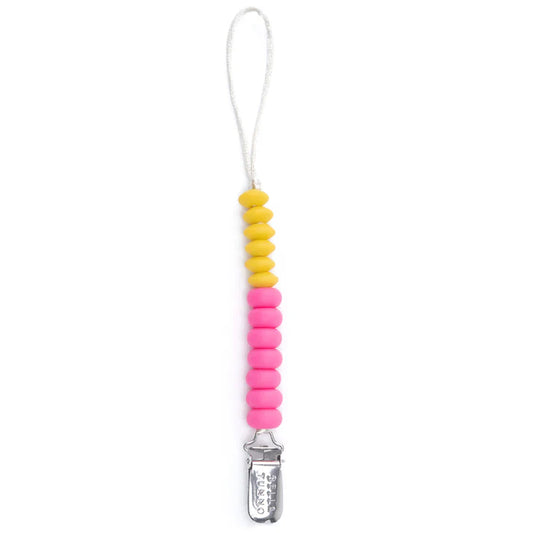 Silicon Pacifier Clip | Yellow & Pink