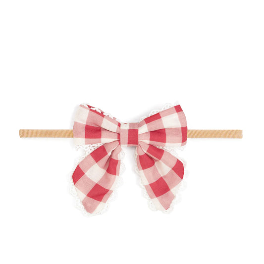 Red Gingham | Baby Bow Headband