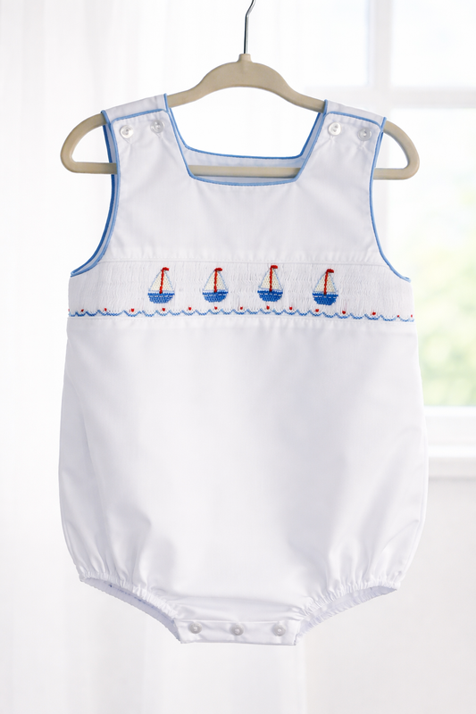 Sailboats | Boys Poplin Bishop Bubble
