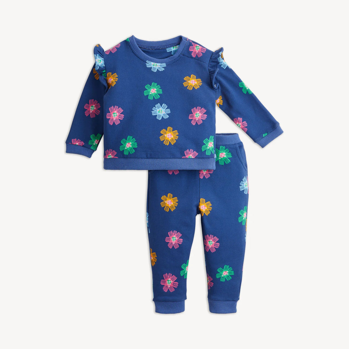 Navy Floral French Terry Set