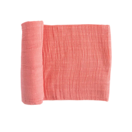 Coral Cotton Muslin Swaddle Blanket