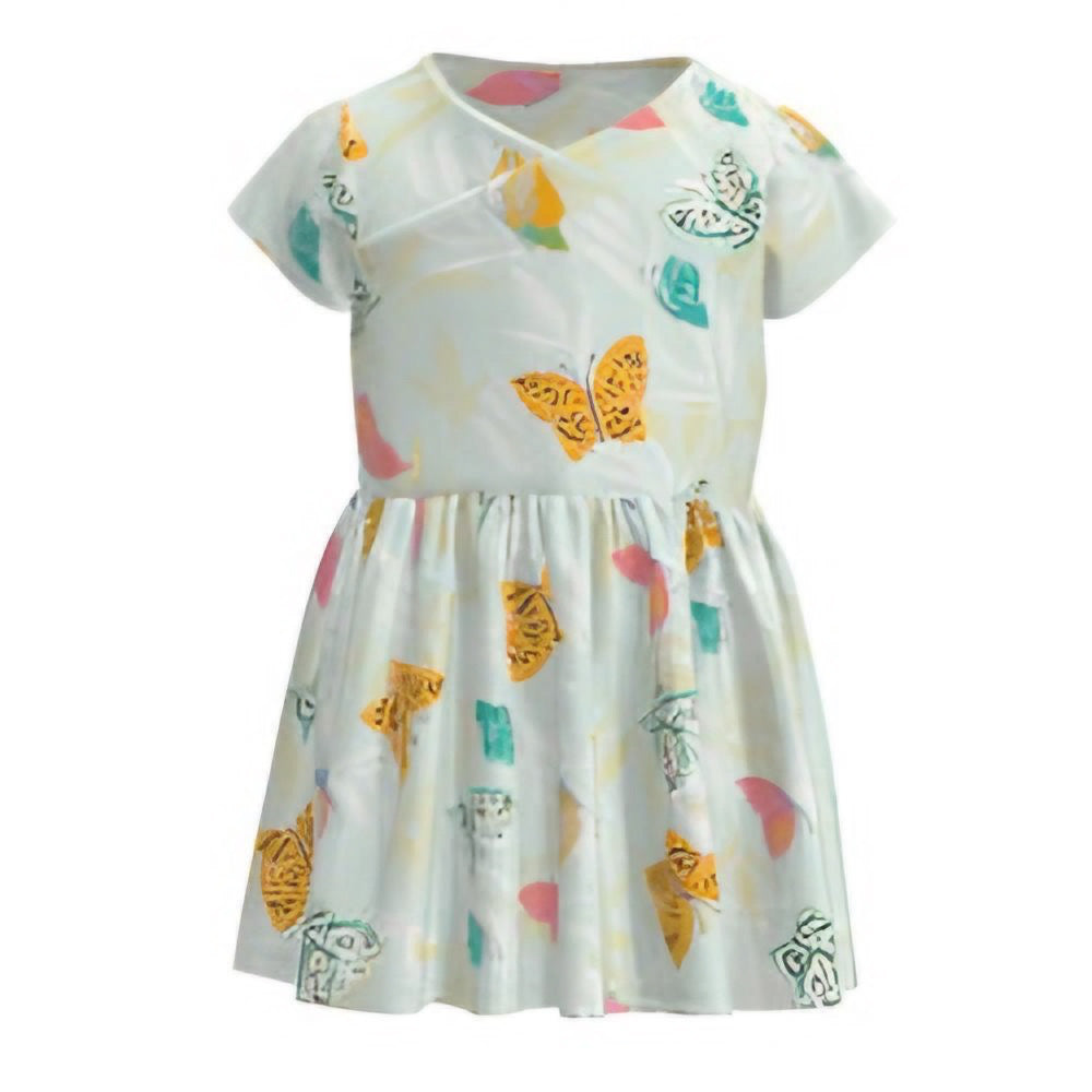 Mariposa and Flora Short Sleeve Wrap Neck Dress – Wiggles & Giggles ...