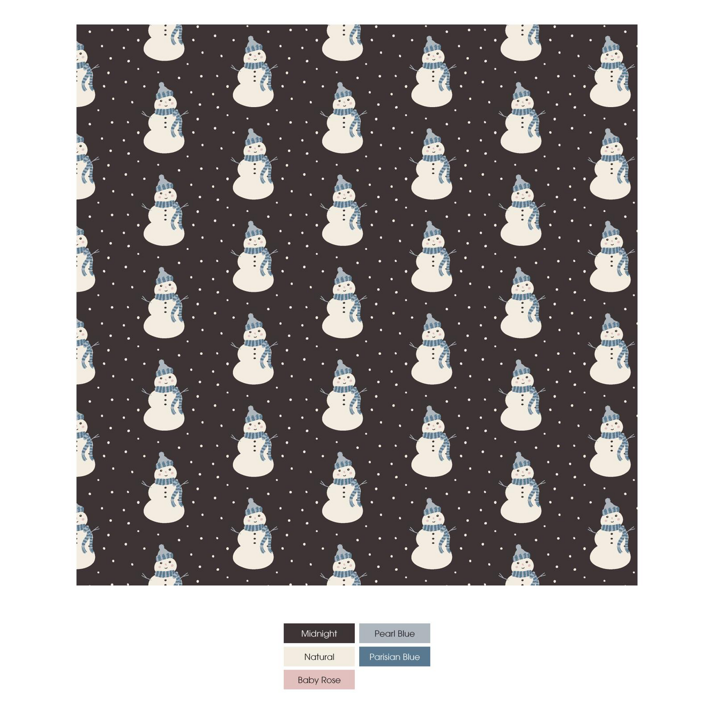 Midnight Tiny Snowman Print Swaddling Blanket