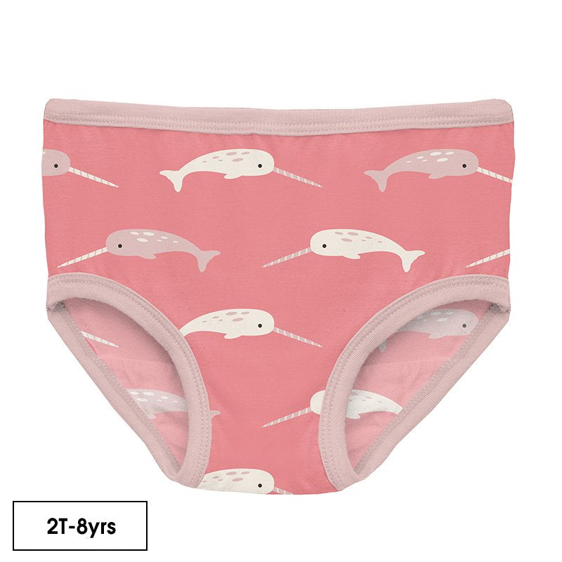 Strawberry Narwhal Print Girl's Underwear