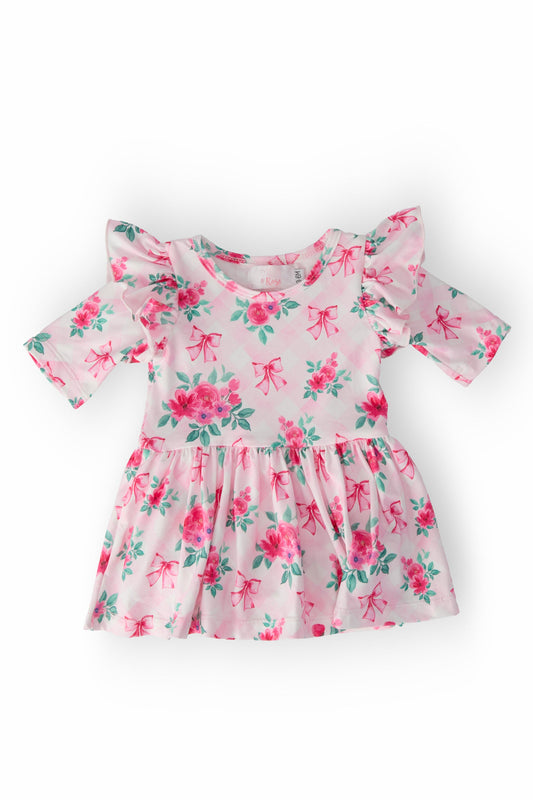 Gingham Bows Flutter Twirl Bodysuit