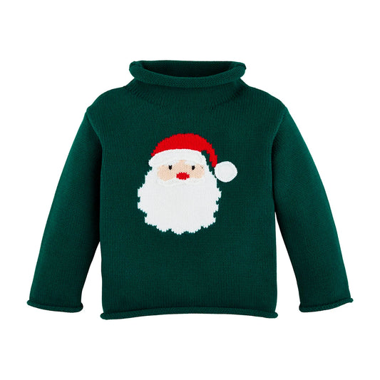 Green Santa Roll Sleeve Sweater