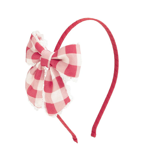 Red Gingham | Bow Headband