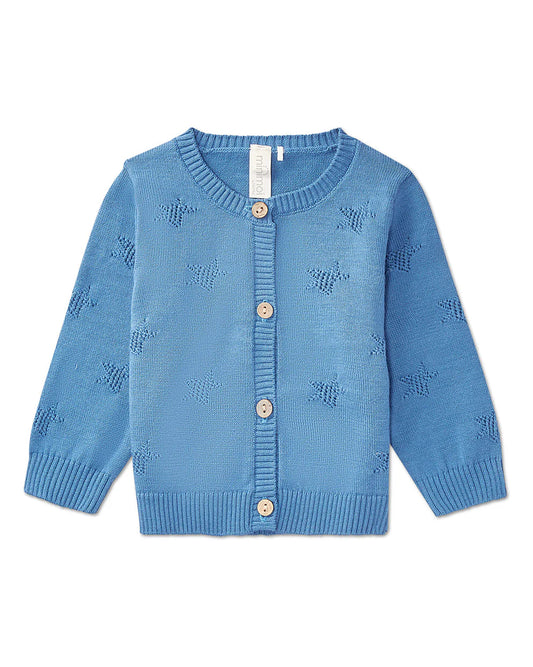 Boys Star Pattern Cardigan Sweater-Blue