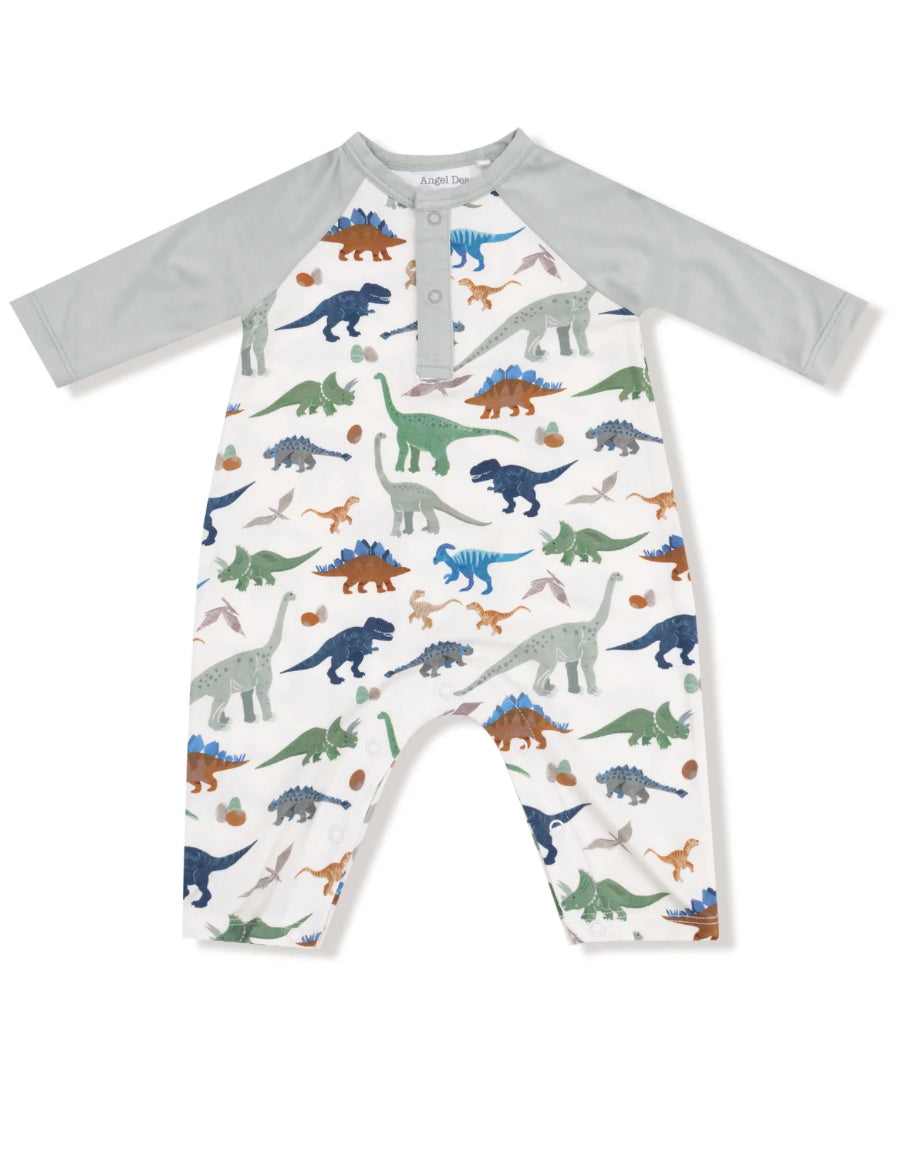 Washy Dino - Raglan Henley Romper