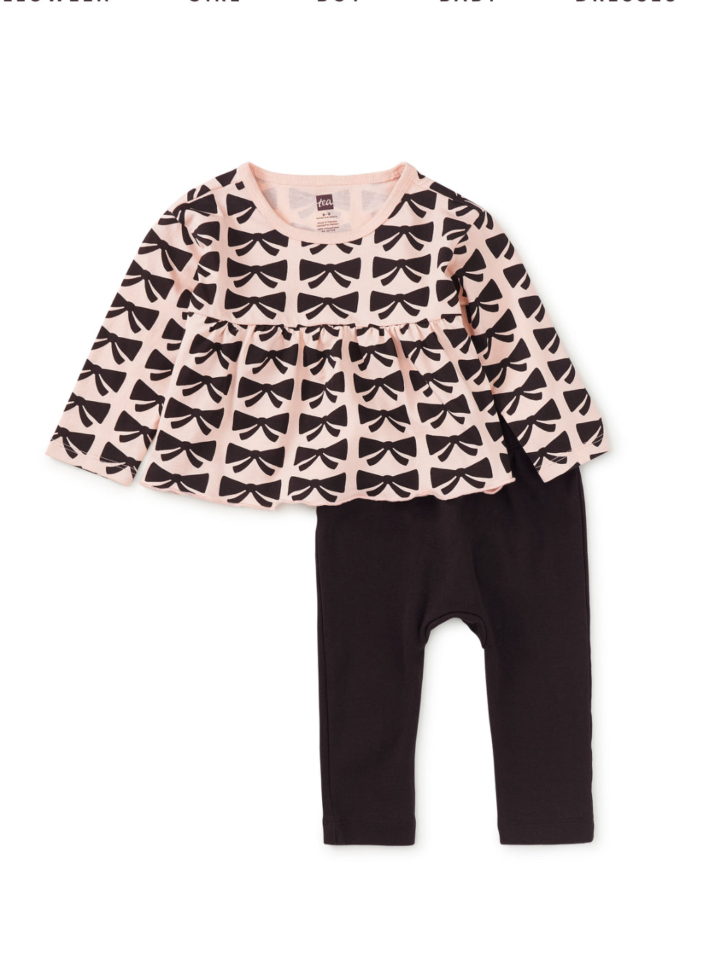 Peplum Top & Pants Set - Bow