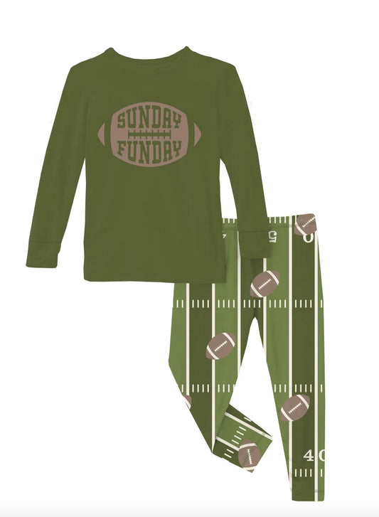 L/S Graphic Tee Pajamas - Pesto Football